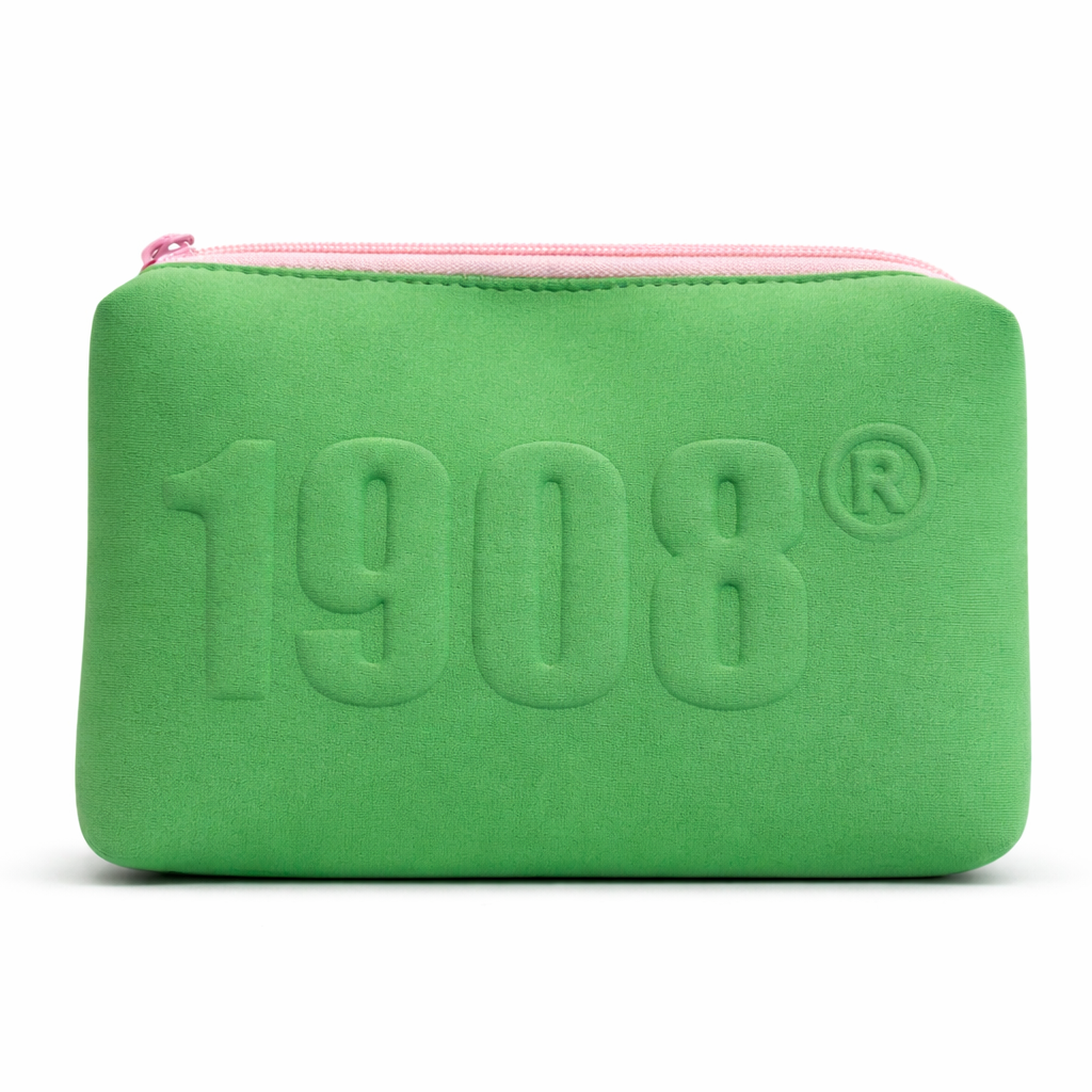Green pouch with '1908' branding on a white background