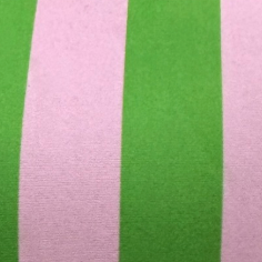 Close-up of green and pink striped fabric