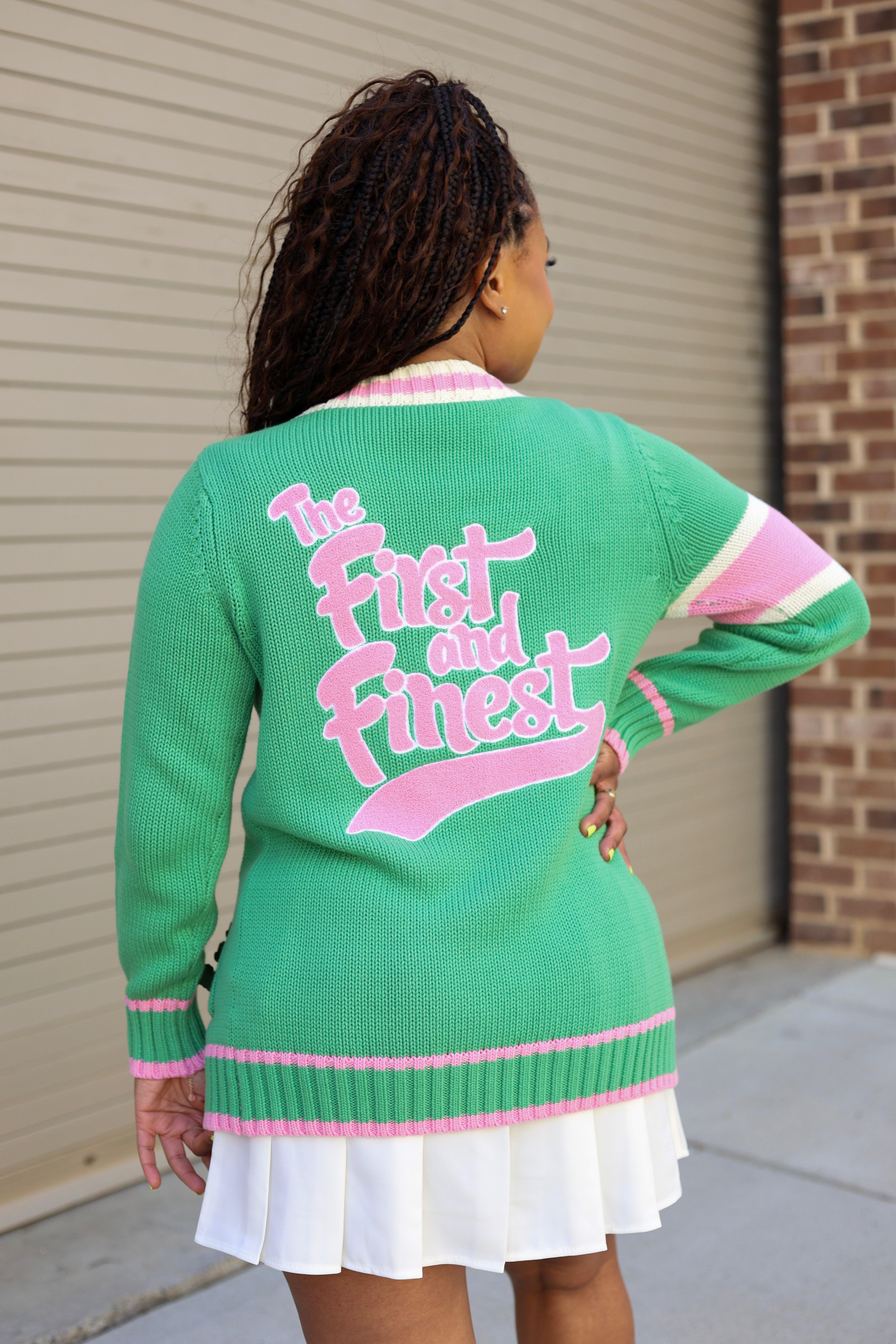 THE FIRST AND FINEST VARSITY CARDIGAN LIGHT PINK – YL STUDIO LLC