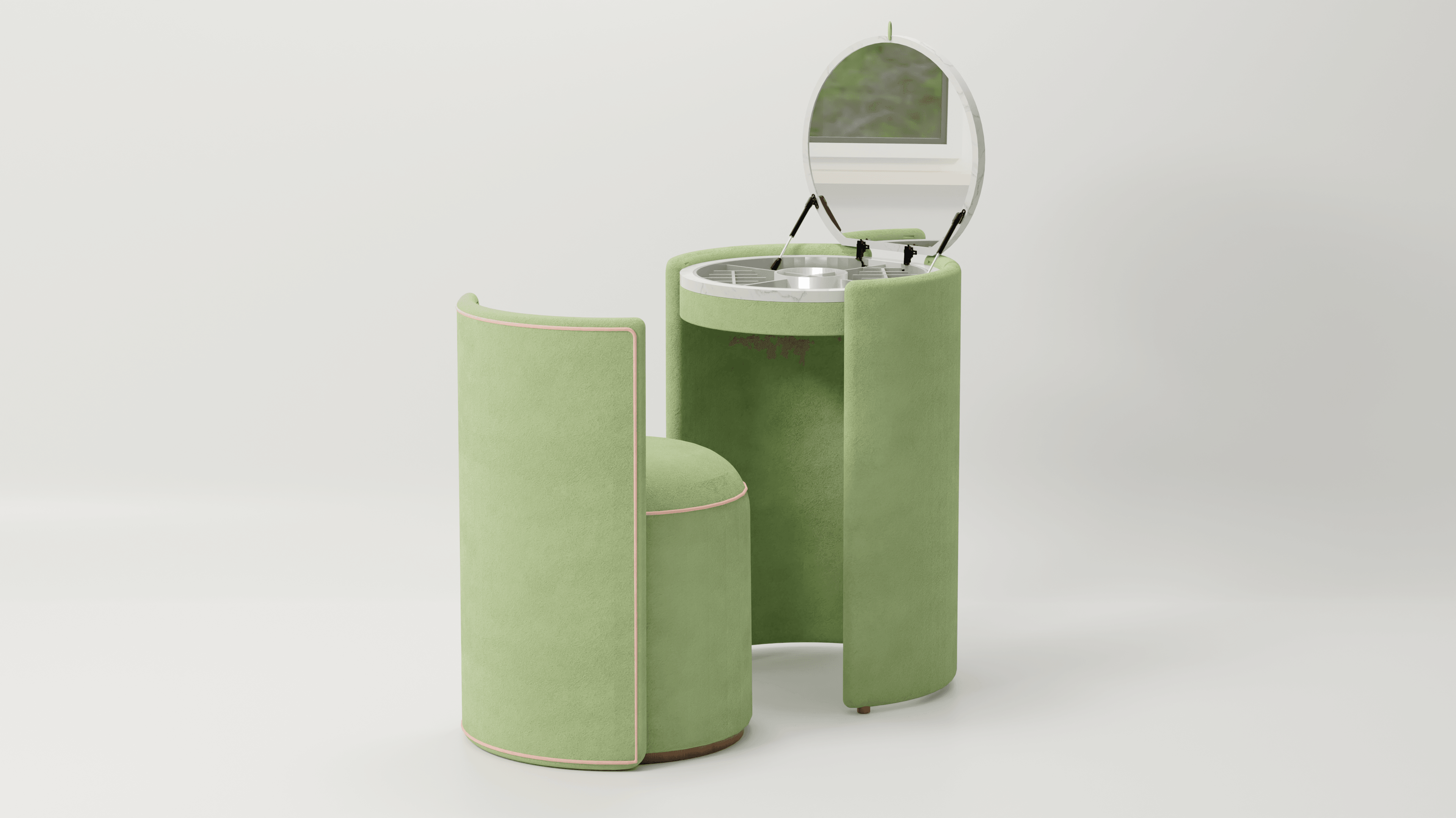 OH SO PRETTY GREEN VANITY & STOOL SET YL STUDIO LLC OH SO PRETTY GREEN VANITY & STOOL SET YL STUDIO LLC