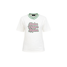 White t-shirt with 'Alpha Kappa Alpha' text on a white background