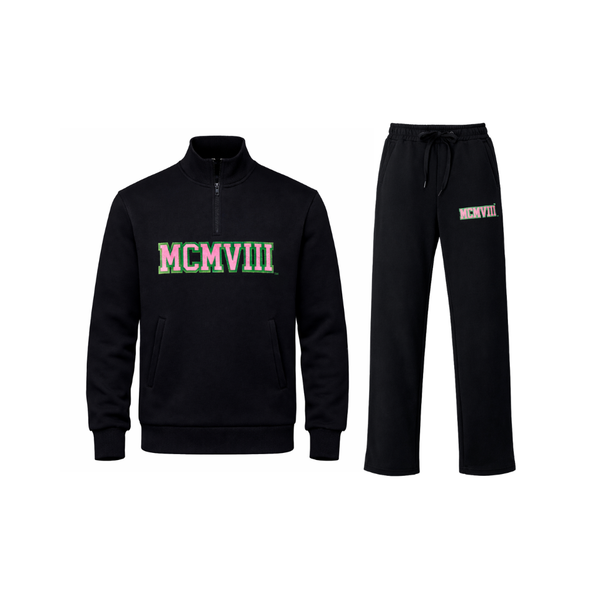 YL STUDIO GREEK - MCMVIII 1908 Quarter Zip Pant Set – YL STUDIO LLC