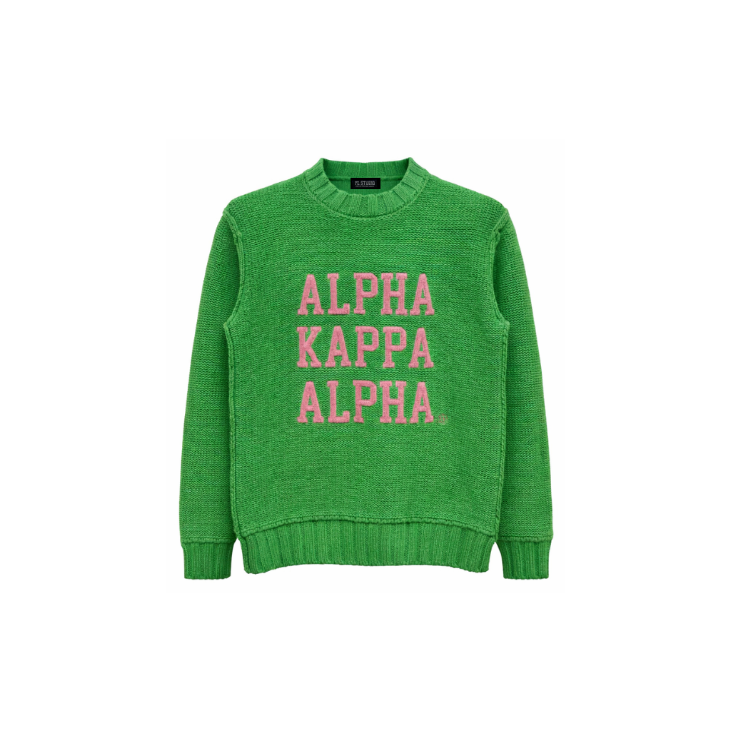 ALPHA KAPPA ALPHA GREEN KNIT MOCKNECK – YL STUDIO LLC